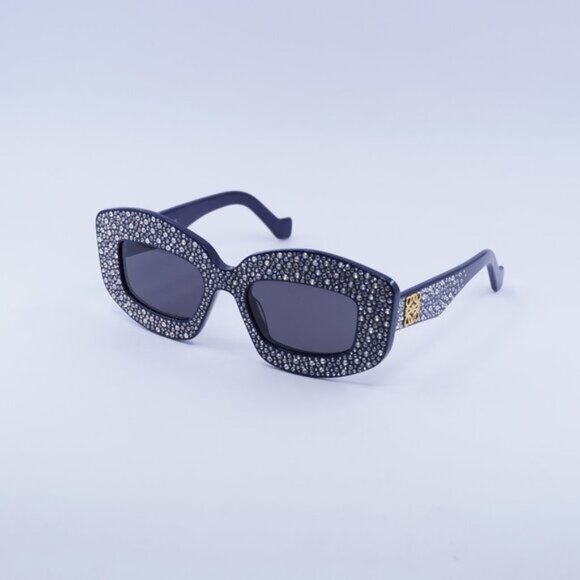 Loewe LW4114IS 90A Sunglasses Navy with Crystal Studs Rectangle Frame main image 5